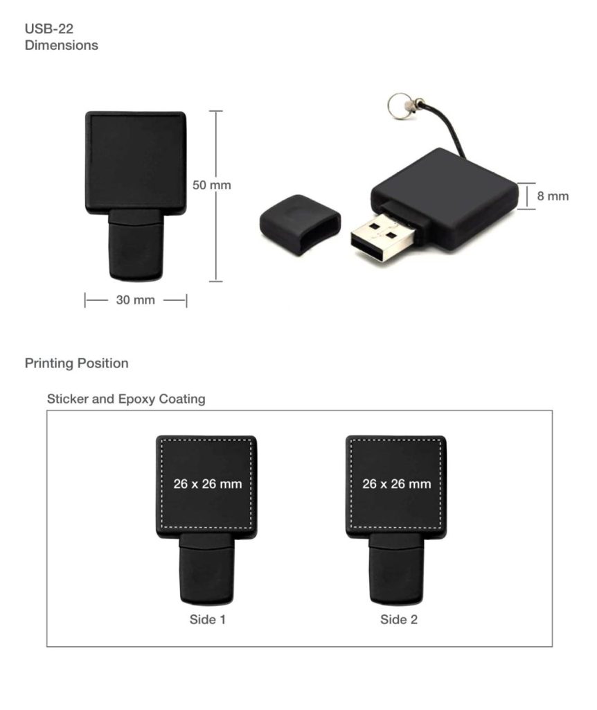 Usb Square Picture Square Black Rubberized USB Flash Drives | Promotional Gifts Suppliers