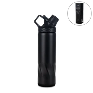 Stainless Steel Water Bottles in Black Matte, Double Wall, 620ml